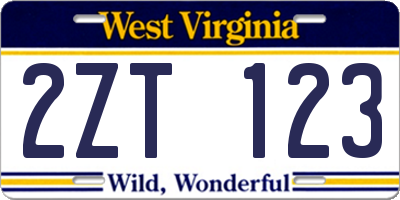 WV license plate 2ZT123