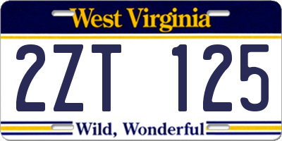 WV license plate 2ZT125