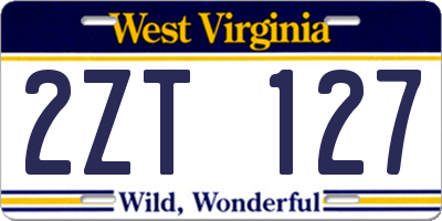 WV license plate 2ZT127