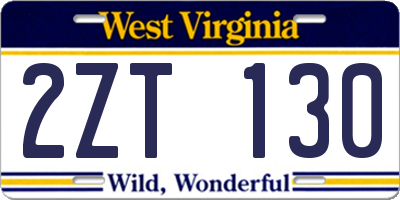 WV license plate 2ZT130