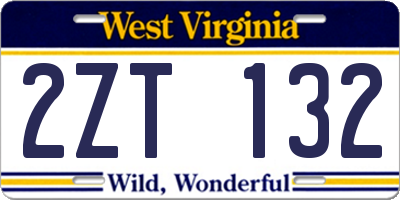 WV license plate 2ZT132