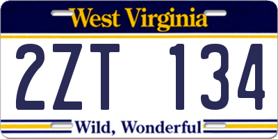 WV license plate 2ZT134