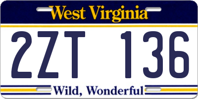 WV license plate 2ZT136