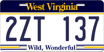 WV license plate 2ZT137