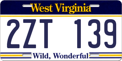 WV license plate 2ZT139