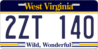 WV license plate 2ZT140