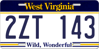 WV license plate 2ZT143