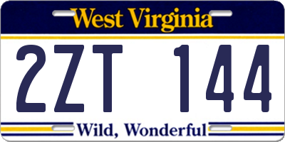 WV license plate 2ZT144