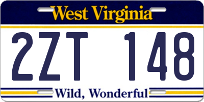WV license plate 2ZT148