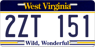 WV license plate 2ZT151