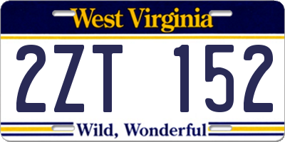 WV license plate 2ZT152
