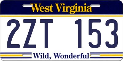 WV license plate 2ZT153