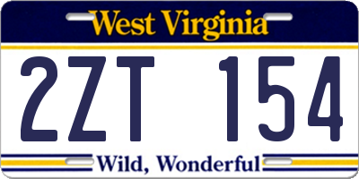 WV license plate 2ZT154