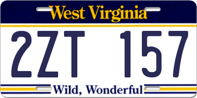 WV license plate 2ZT157