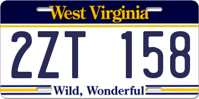 WV license plate 2ZT158