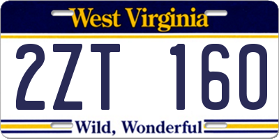 WV license plate 2ZT160