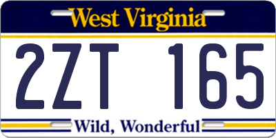 WV license plate 2ZT165
