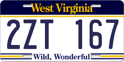 WV license plate 2ZT167