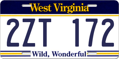 WV license plate 2ZT172