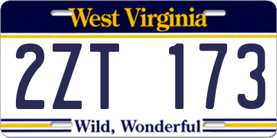 WV license plate 2ZT173