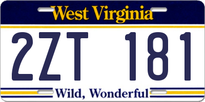 WV license plate 2ZT181