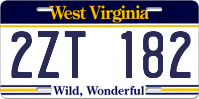 WV license plate 2ZT182