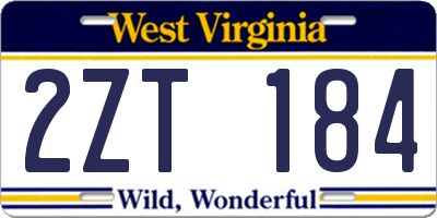 WV license plate 2ZT184