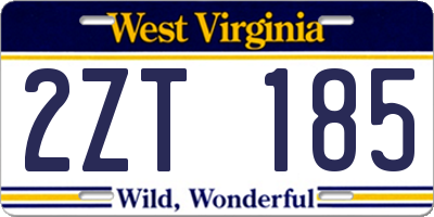 WV license plate 2ZT185