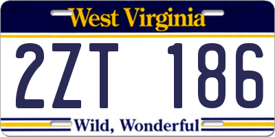 WV license plate 2ZT186