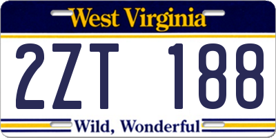 WV license plate 2ZT188
