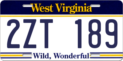 WV license plate 2ZT189