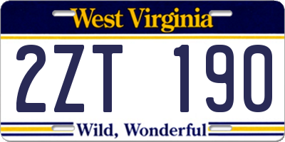 WV license plate 2ZT190