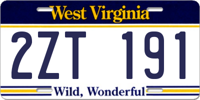 WV license plate 2ZT191