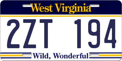 WV license plate 2ZT194