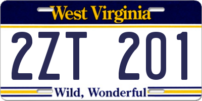 WV license plate 2ZT201