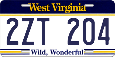 WV license plate 2ZT204