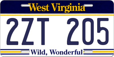 WV license plate 2ZT205