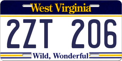 WV license plate 2ZT206