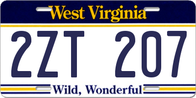 WV license plate 2ZT207