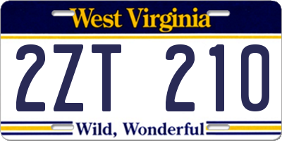 WV license plate 2ZT210