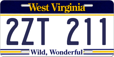 WV license plate 2ZT211