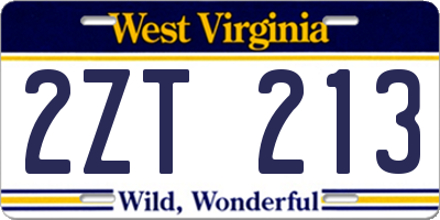 WV license plate 2ZT213