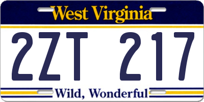 WV license plate 2ZT217
