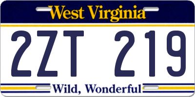 WV license plate 2ZT219