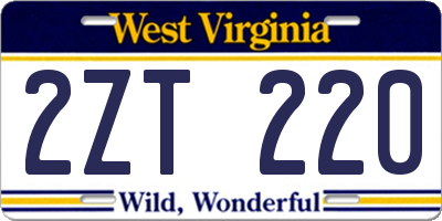 WV license plate 2ZT220