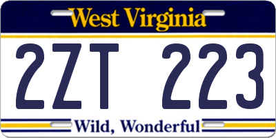 WV license plate 2ZT223
