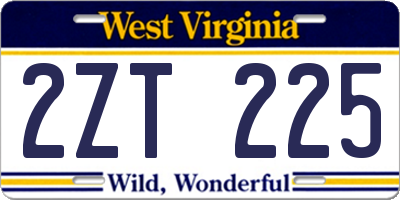 WV license plate 2ZT225