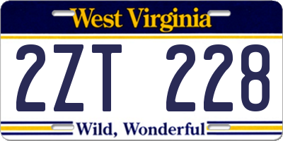 WV license plate 2ZT228