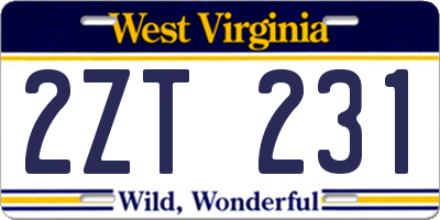 WV license plate 2ZT231