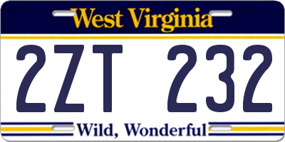 WV license plate 2ZT232